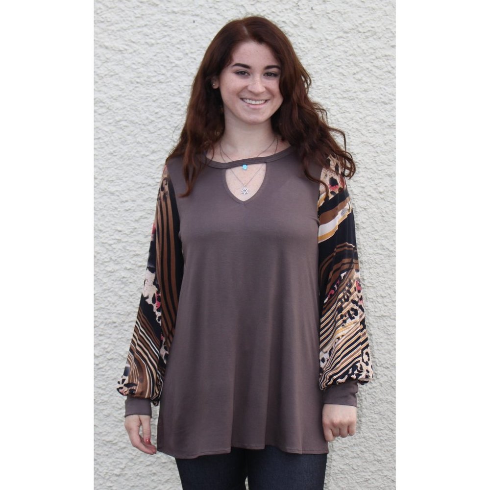 Promesa Striped & Leopard Keyhole Top - Picture 4 of 5